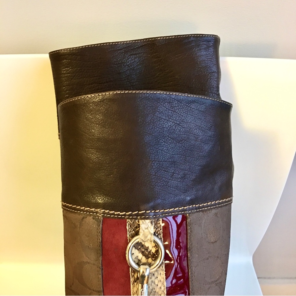 Coach ROCHELLE Pull on Signature Canvas Leather Riding Boots - Picture 15 of 16